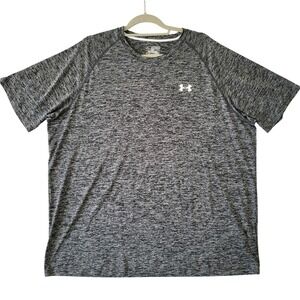 Under Armour Performance T Shirt Men 2XL Loose Heatgear Gray Black Short Sleeve